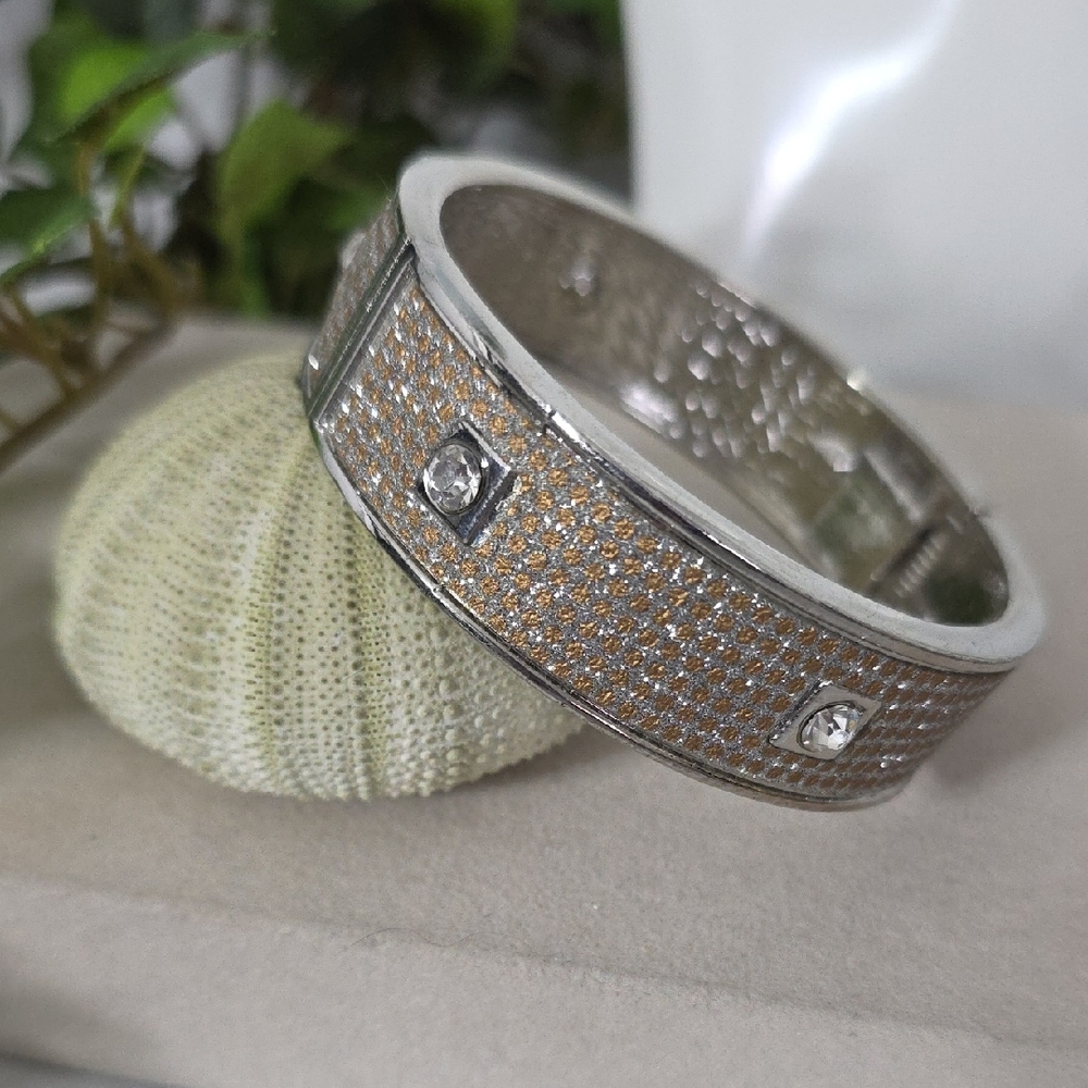 Silver Sparkly Clamper Hinge Bracelet